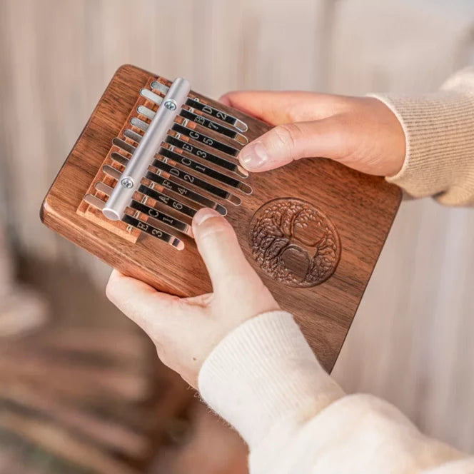 "Tree of Life" 10-Note Kalimba - Black Walnut