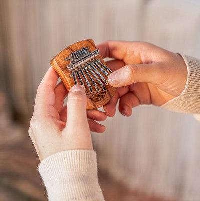 "Flower of Life" 8-Note Mini Kalimba - Red Zebrawood