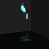 Lámpara de mesa con proyector al atardecer