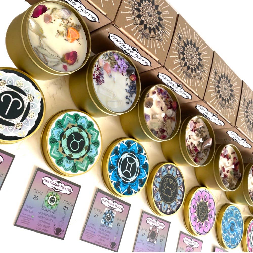 Astrology Crystal Candle Tin