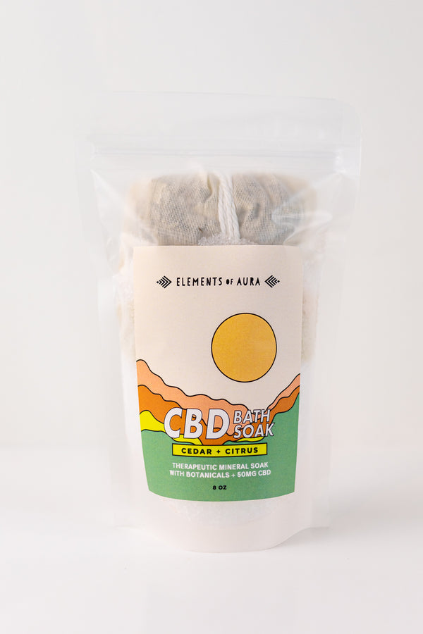 CBD Mineral Bath Soak bag front on white background